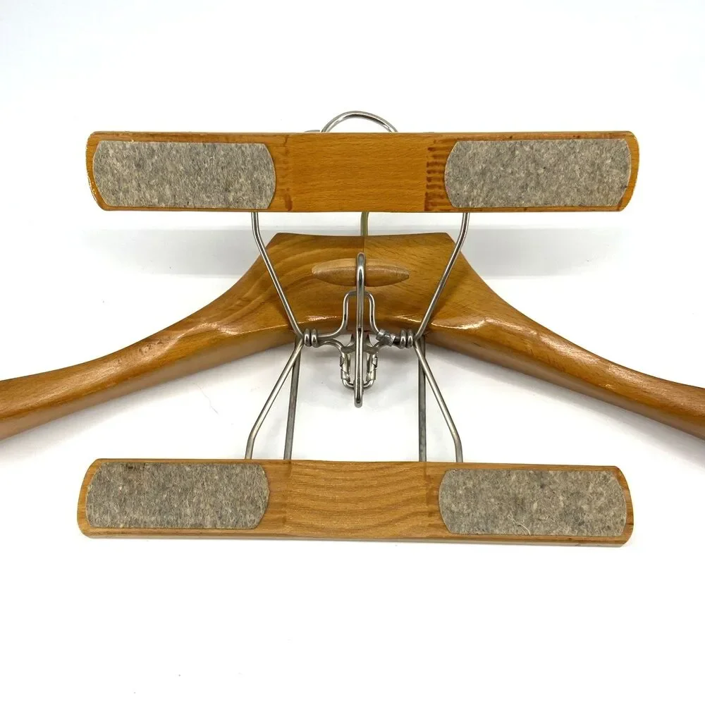 Vintage SETWELL Wooden French Collar Deluxe Suit Hanger with Pant Clamp 17.5
